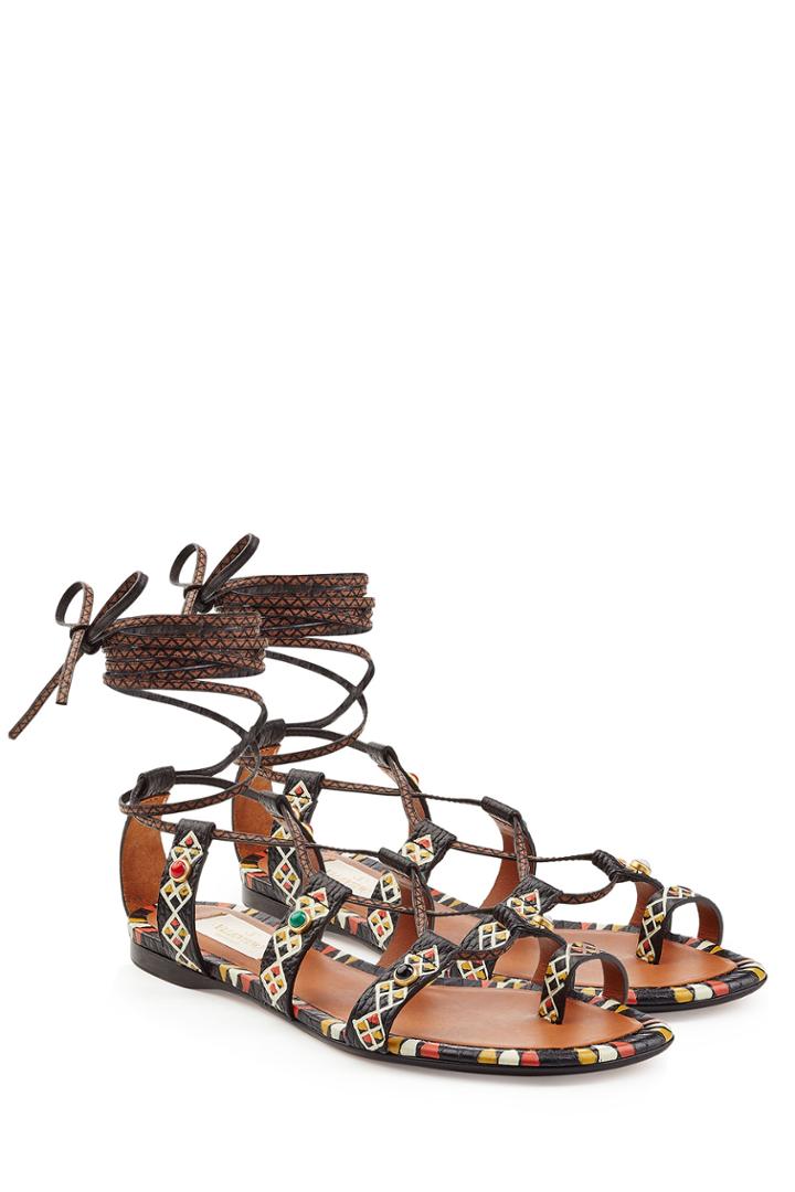 Valentino Valentino Printed Sandals With Stud Embellishment - Multicolor