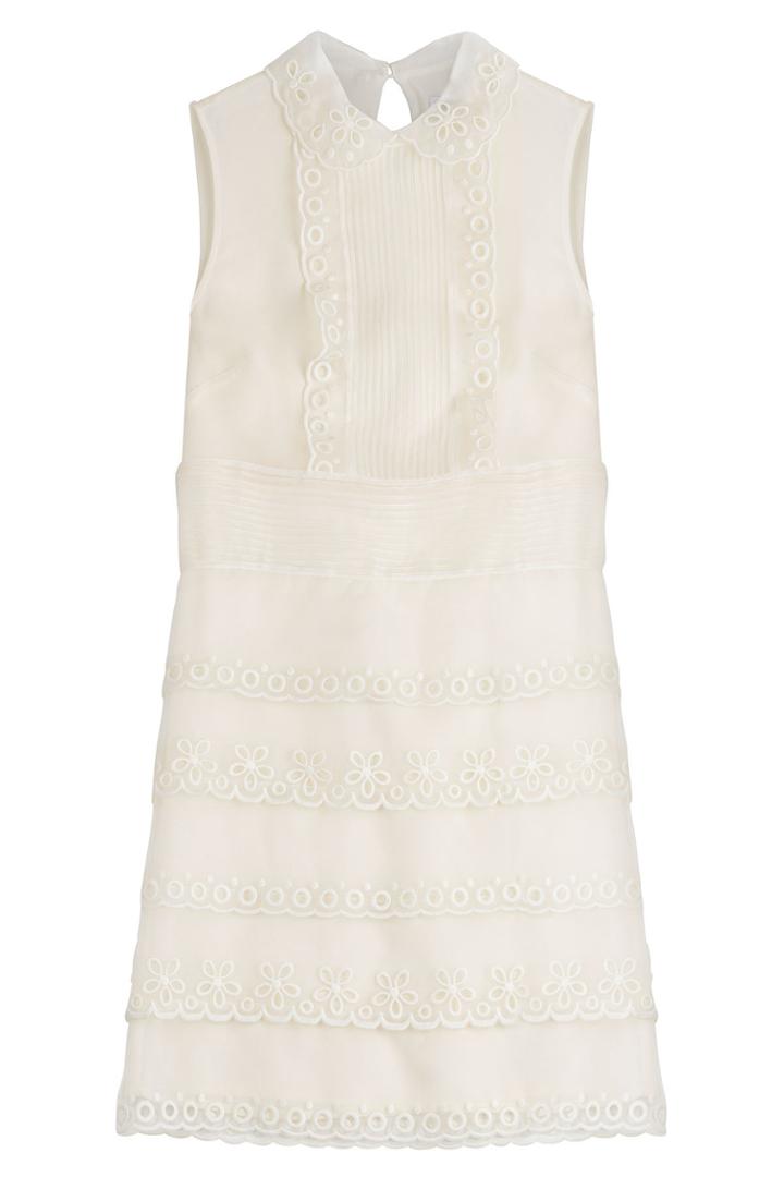 R.e.d. Valentino R.e.d. Valentino Silk Sheath With Sheer Eyelet Trim - None