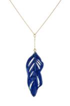 Aurélie Bidermann Aurélie Bidermann 18kt Gold Swan Feather Necklace - Blue