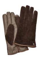Tods Tods Suede And Leather Gloves - Brown