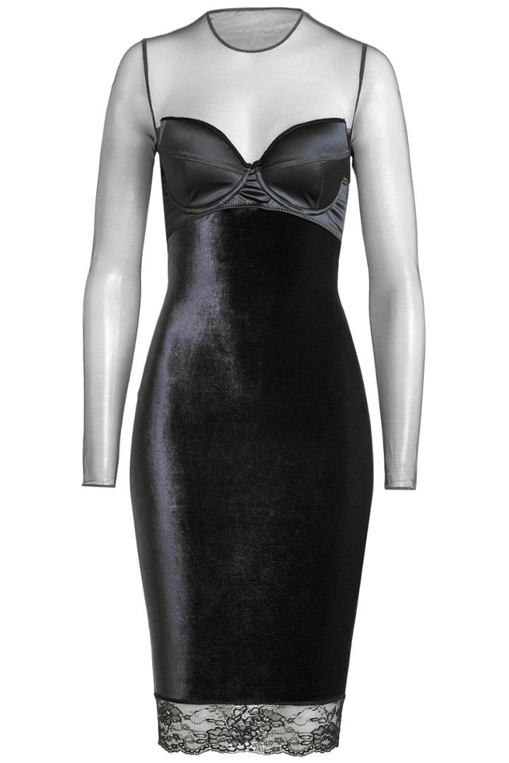 Faith Connexion Faith Connexion Velvet Dress With Lace