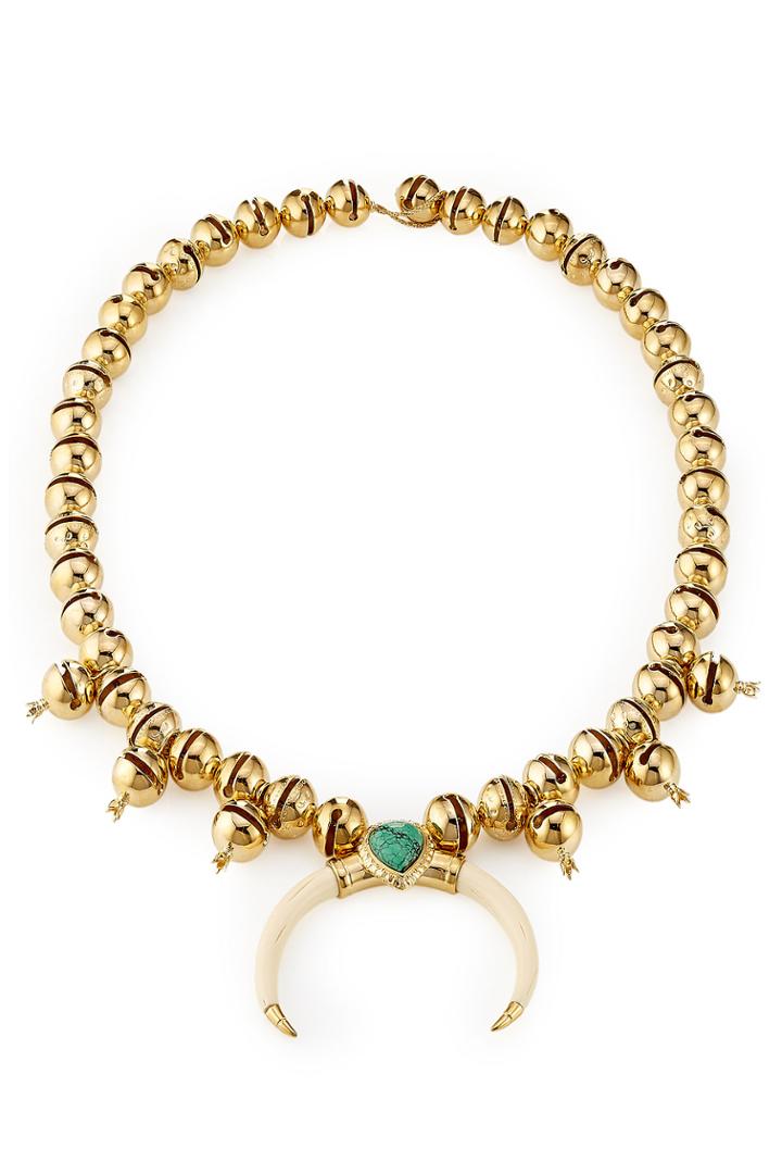 Aurélie Bidermann Aurélie Bidermann Navajo 18kt Gold Plated Necklace With Turquoise And Horn