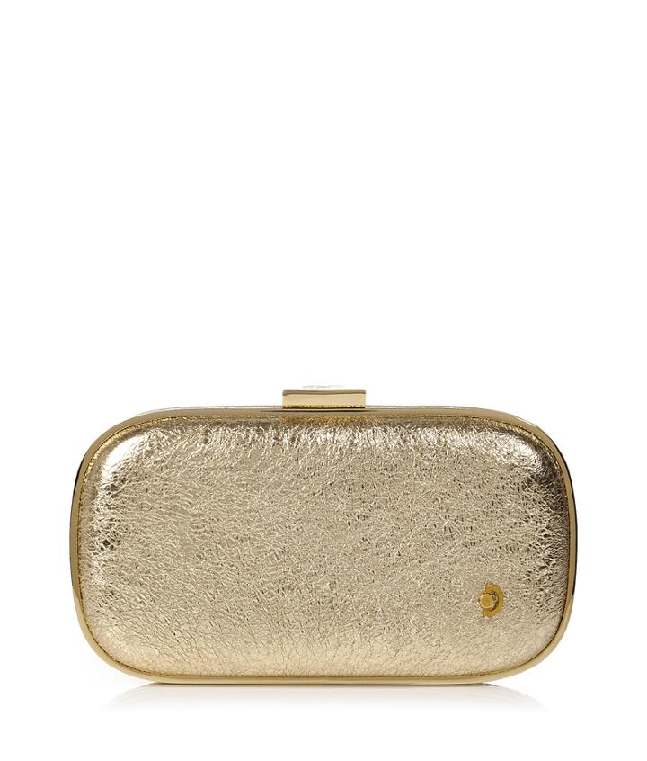Anya Hindmarch Gold Crinkle Leather Marano Music Box Clutch