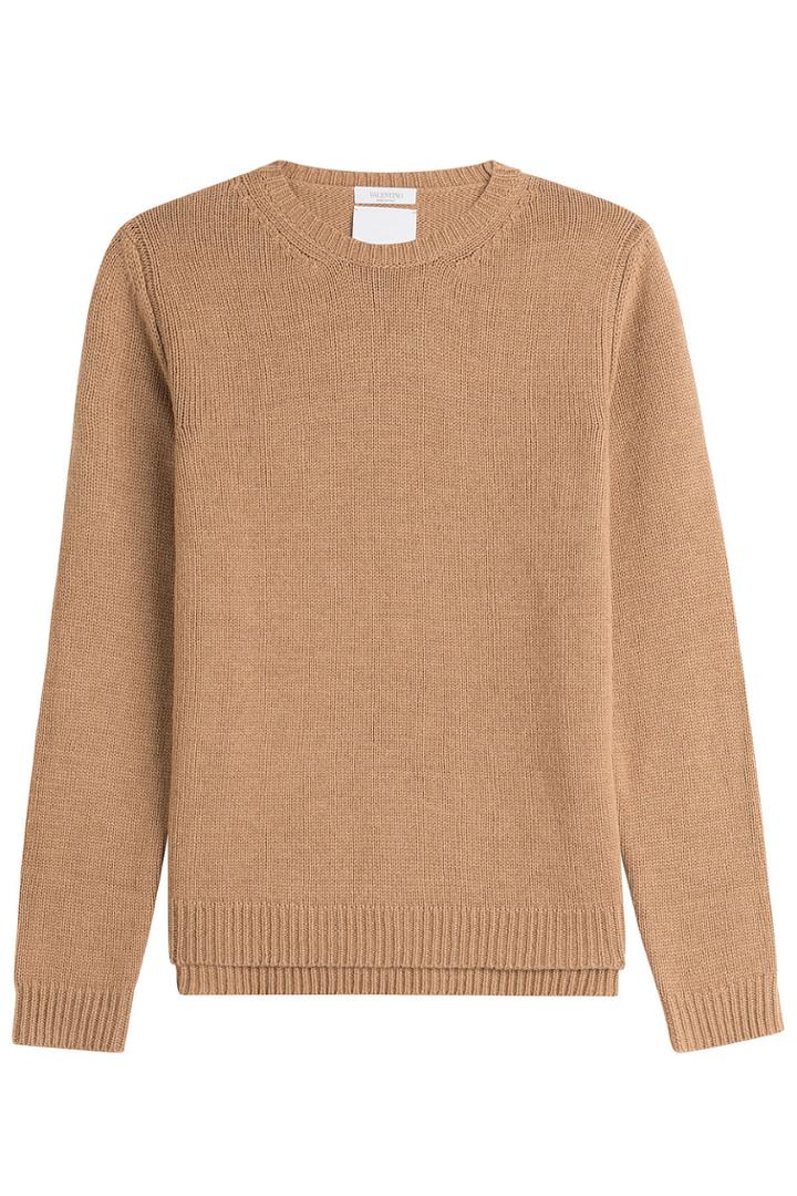 Valentino Valentino Rockstud Untitled Camel Hair Wool Pullover