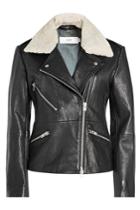 Closed Closed Leather Biker Jacket With Faux Shearling