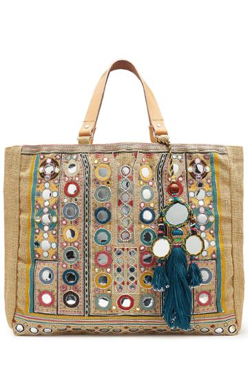 Star Mela Star Mela Embellished Jute Bag With Tassels