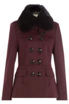 Burberry London Burberry London Wool Jacket With Rabbit Fur Collar - Red