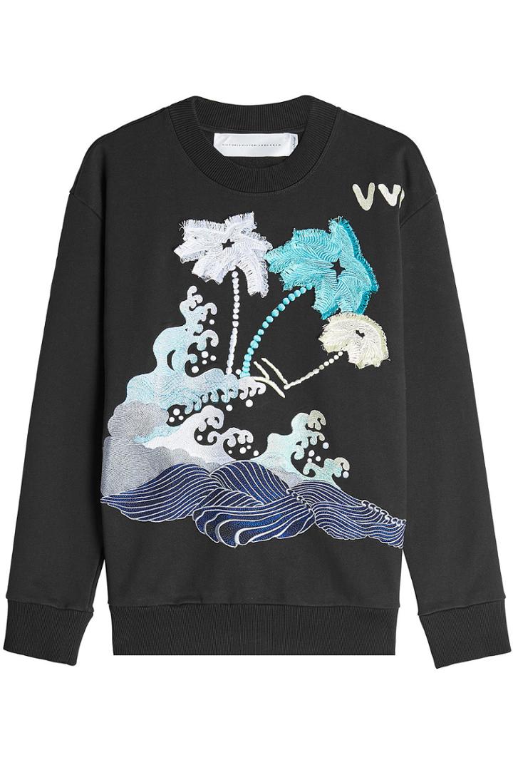 Victoria, Victoria Beckham Victoria, Victoria Beckham Embroidered Cotton Sweatshirt