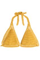 She Made Me She Made Me Crochet Triangle Bikini Top - Yellow