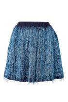 Julien David Julien David Cotton Blend Fringed Skirt - Blue