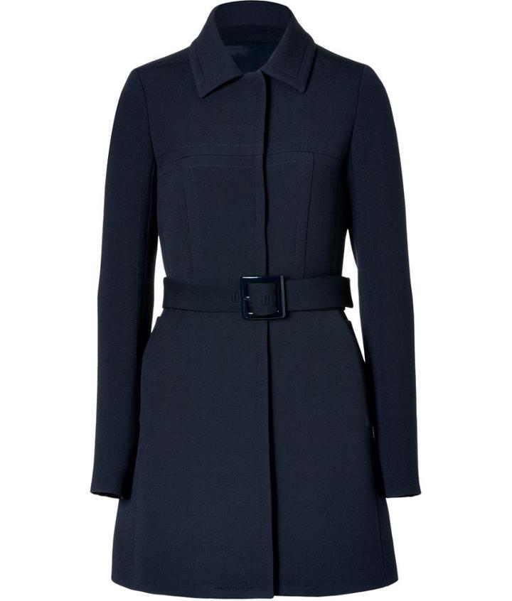 Jil Sander Navy Navy Belted Wool-silk Coat