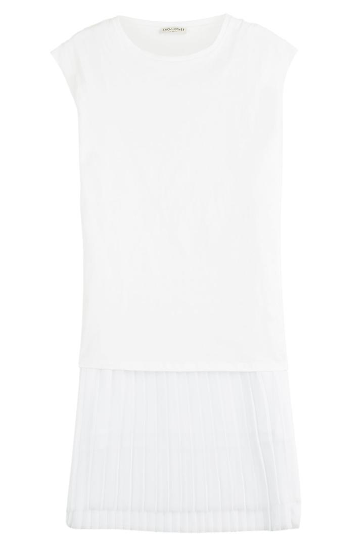 Each Other Each Other Cotton Blend Dress With Pleated Skirt - White