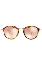 Ray-ban Ray-ban Rb2447 Round Fleck Sunglasses With Mirrored Lenses - Rose