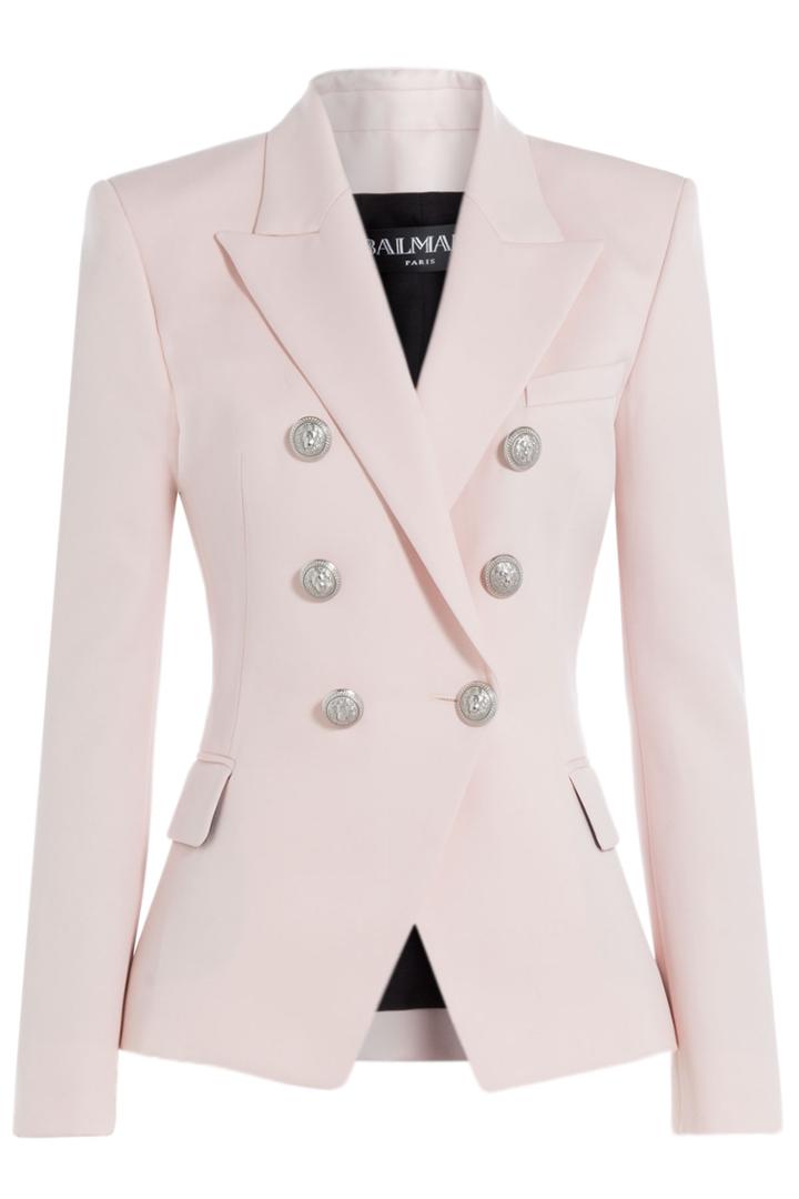 Balmain Balmain Wool Blazer With Embossed Buttons - Rose