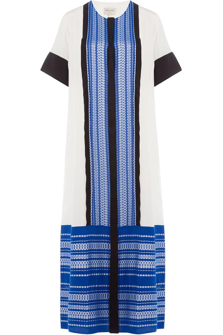 Zeus + Dione Zeus + Dione Printed Silk Dress - Blue