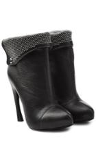 Alexander Mcqueen Alexander Mcqueen Leather Ankle Boots With Studded Cuff - Black