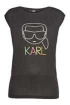 Karl Lagerfeld Karl Lagerfeld Neon Lights Karl Outline Printed Cotton Tee