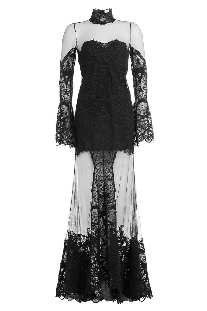 Jonathan Simkhai Jonathan Simkhai Floor Length Sheer Dress With Lace - Black