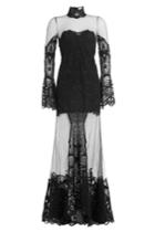 Jonathan Simkhai Jonathan Simkhai Floor Length Sheer Dress With Lace - Black