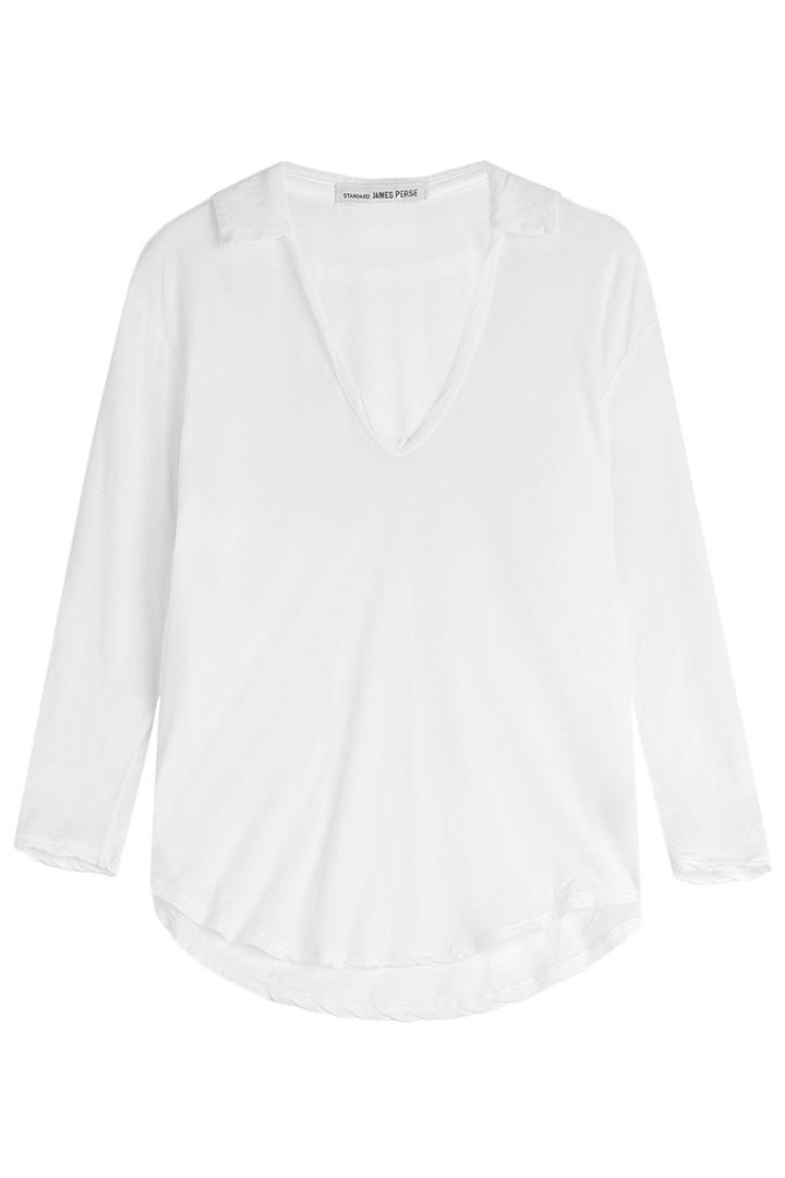 James Perse James Perse Curved Hem Cotton Polo