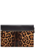 Victoria Beckham Victoria Beckham Small Zip Leather Clutch With Printed Calf Hair