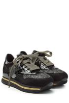 Hogan Hogan Platform Sneakers With Suede And Glitter - Black