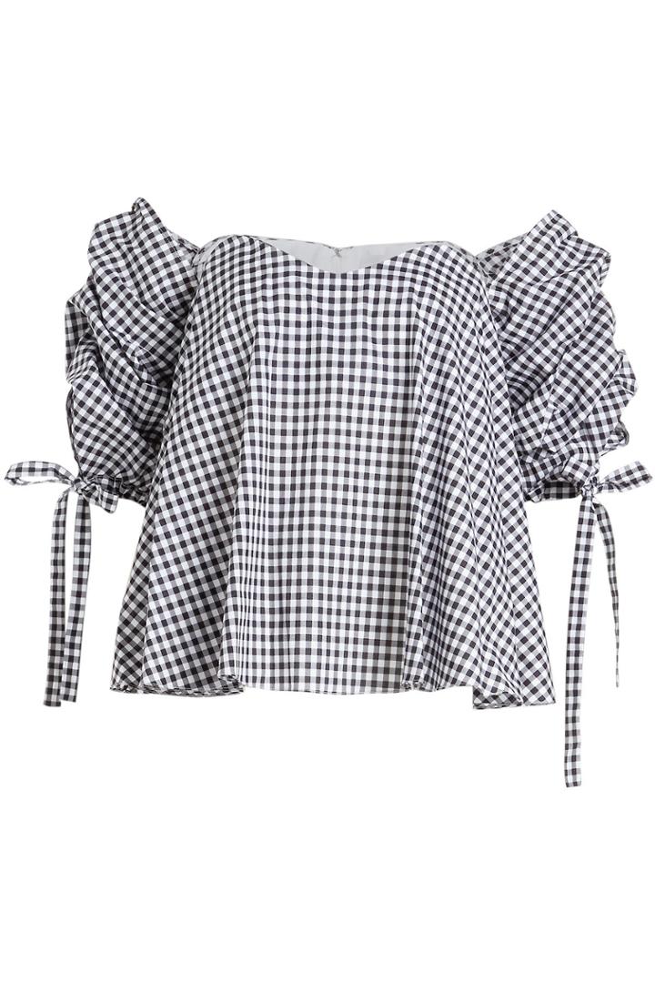 Caroline Constas Caroline Constas Gabriella Printed Off-shoulder Cotton Blouse