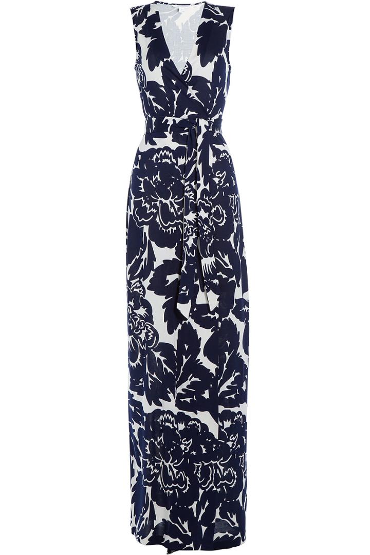 Diane Von Furstenberg Diane Von Furstenberg Printed Silk Wrap Maxi-dress