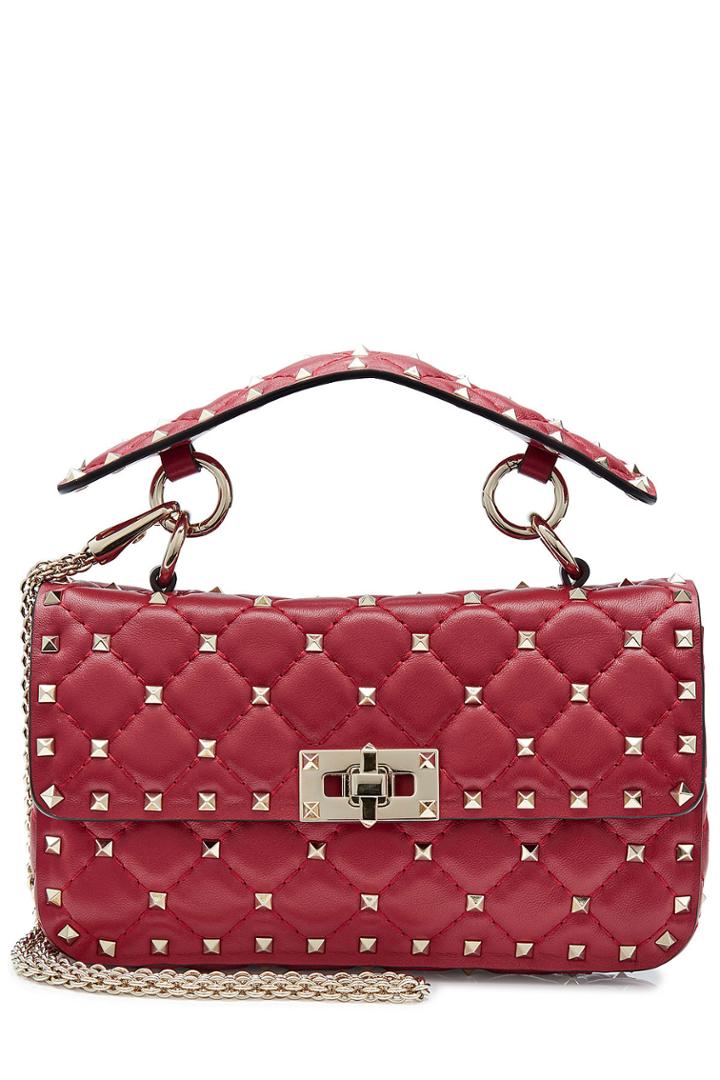 Valentino Valentino Rockstud Small Leather Shoulder Bag - Red