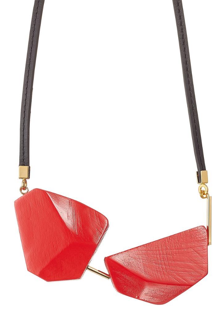 Marni Marni Leather Necklace With Wooden Embellishments - Red