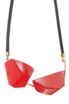 Marni Marni Leather Necklace With Wooden Embellishments - Red