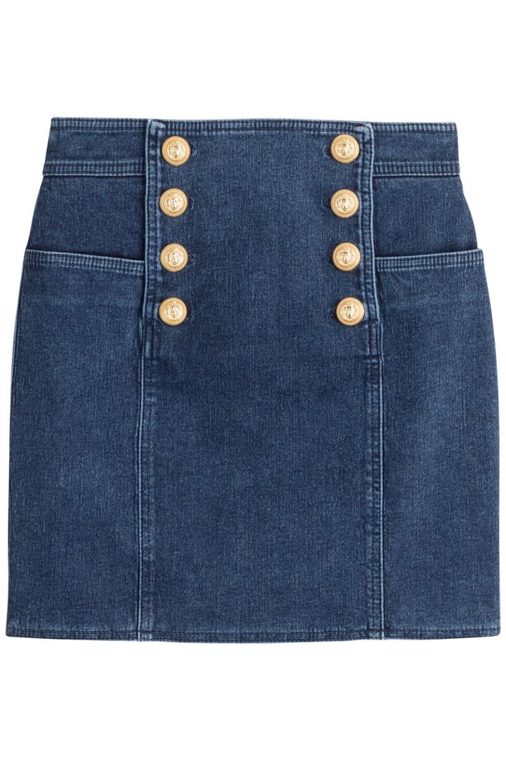 Balmain Balmain Denim Skirt With Embossed Buttons