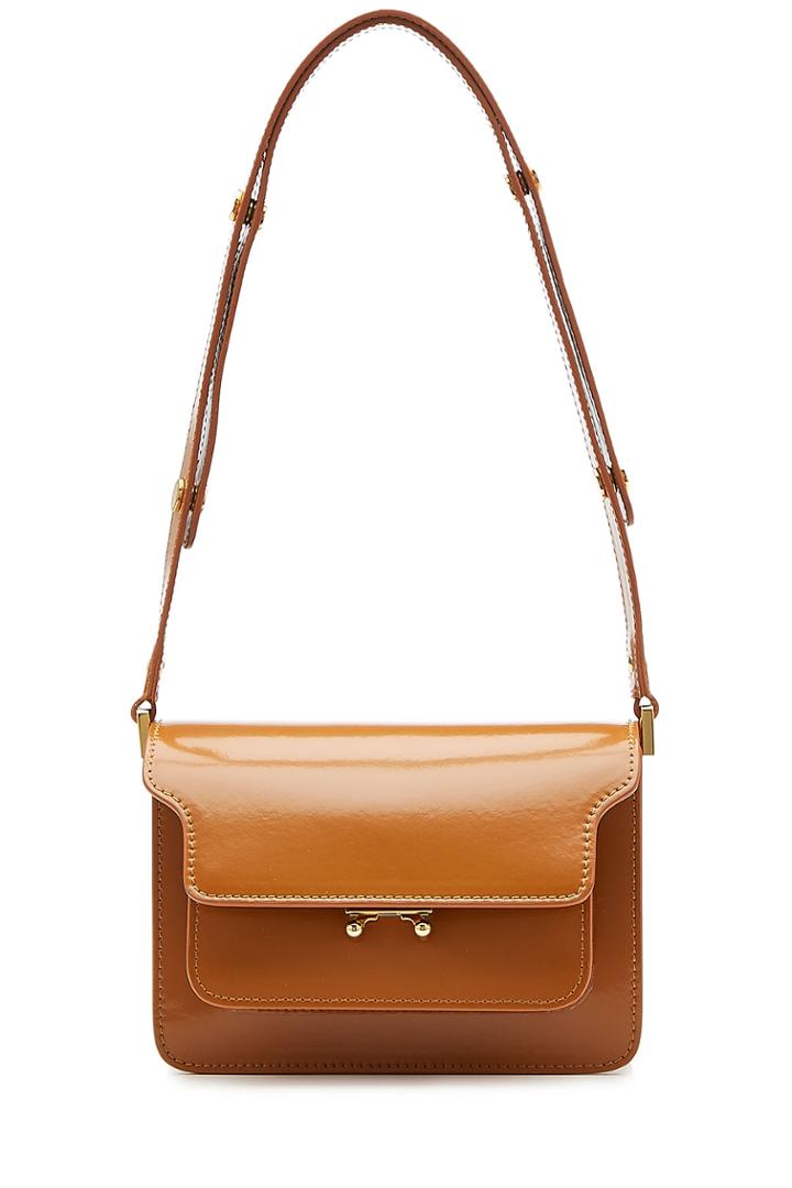 Marni Marni Trunk Patent Leather Shoulder Bag - Brown