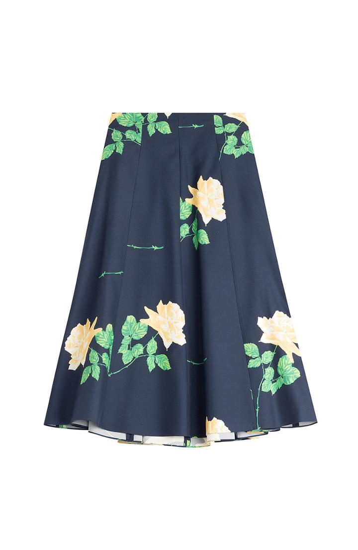 Michael Kors Printed Wool-silk Midi Skirt
