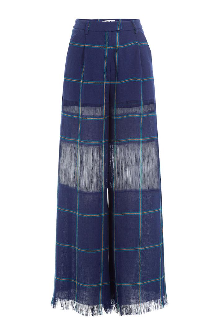 Msgm Msgm Wide Leg Linen Pants - Blue