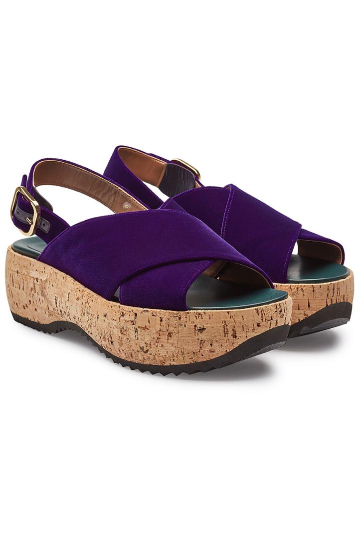 Marni Marni Velvet And Cork Wedge Sandals
