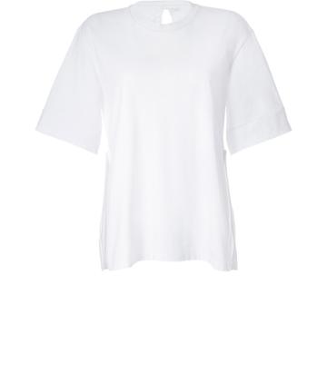 Hakaan White Oversized Open Back Cotton Fennel T-shirt