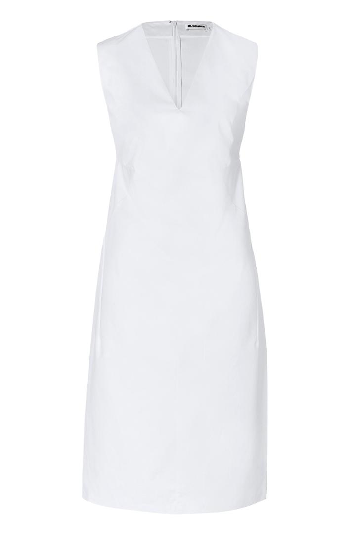 Jil Sander Jil Sander Modern Tailored Cotton Dress In White