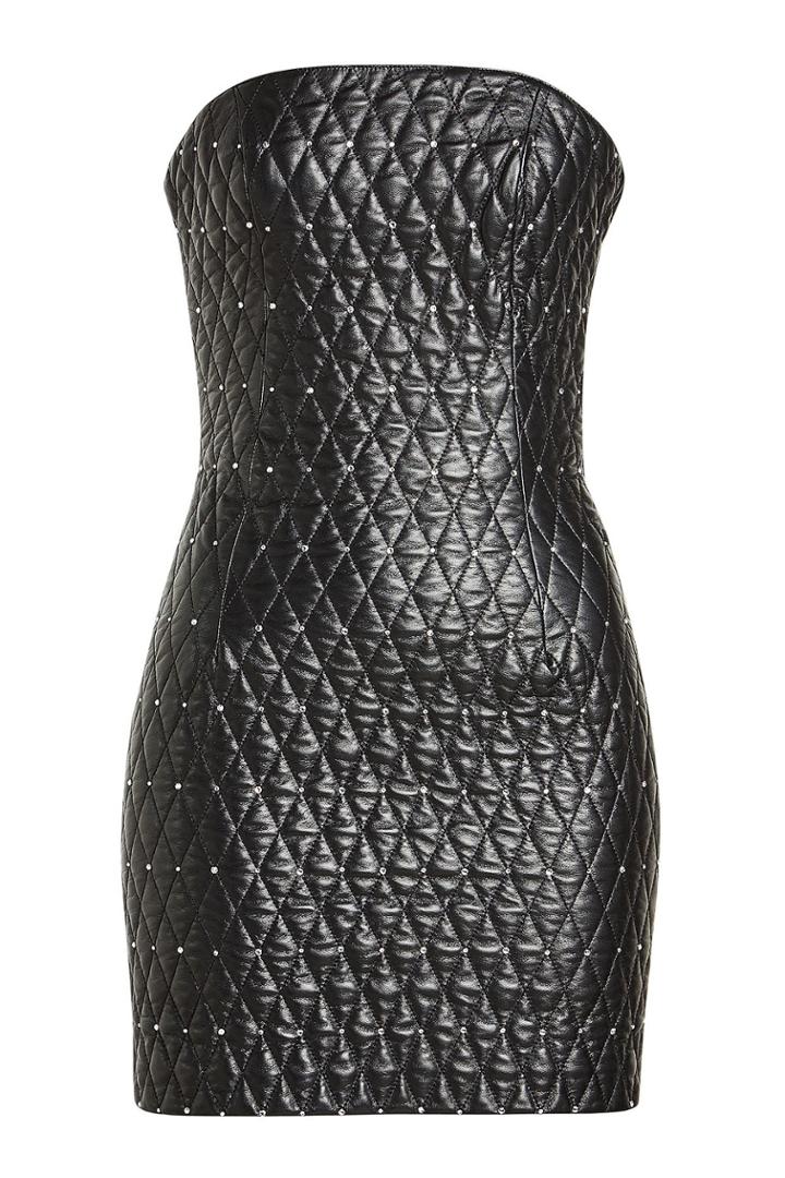 Jitrois Jitrois Quilted Leather Bandeau Dress With Crystal Embellishment
