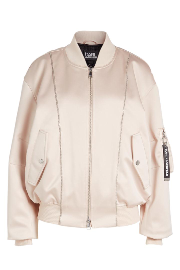 Karl Lagerfeld Karl Lagerfeld Satin And Mesh Bomber Jacket