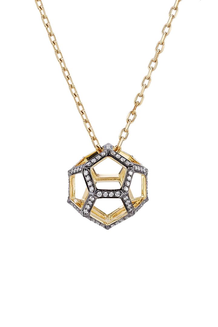 Noor Fares Noor Fares 18k Gold Dodecohedron Pendant Necklace With White Diamonds