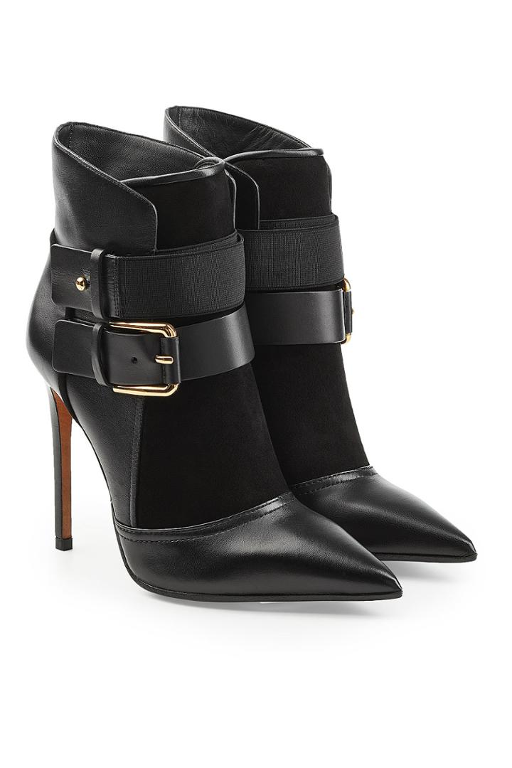 Balmain Balmain Leather Ankle Boots With Buckles And Suede