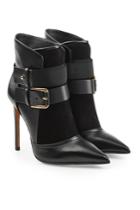 Balmain Balmain Leather Ankle Boots With Buckles And Suede