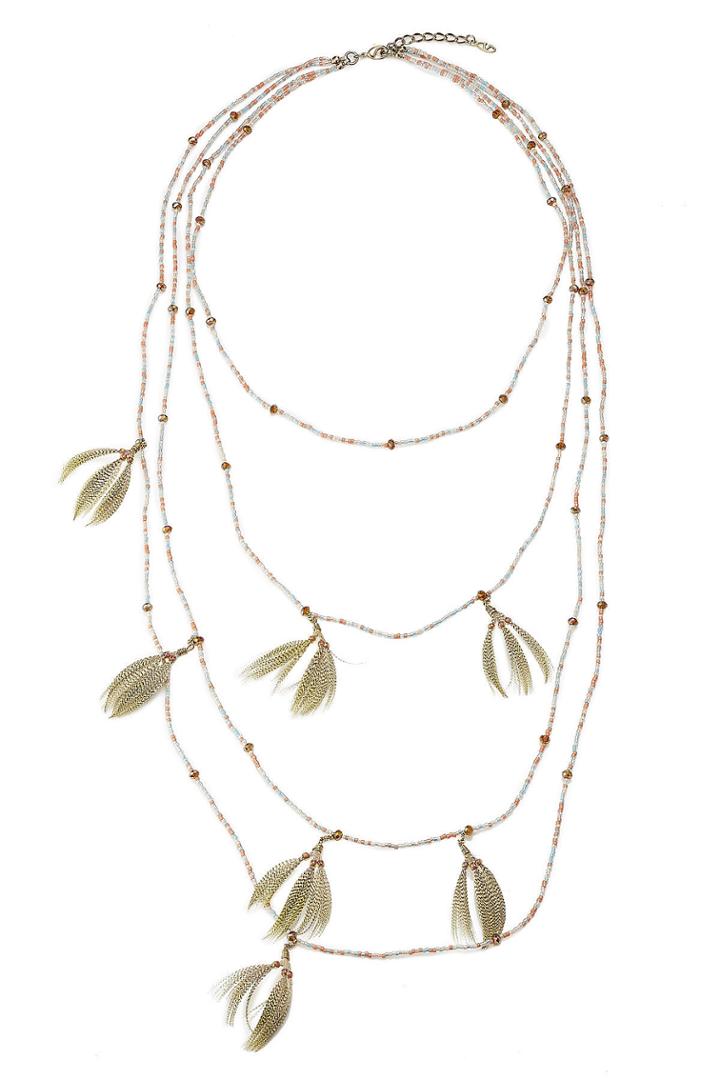 Valentino Valentino Feather And Bead Embellished Necklace - Multicolored
