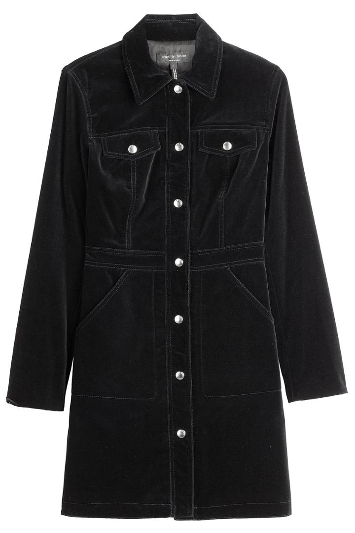 Rag & Bone Rag & Bone Velvet Shirt Dress - Blue