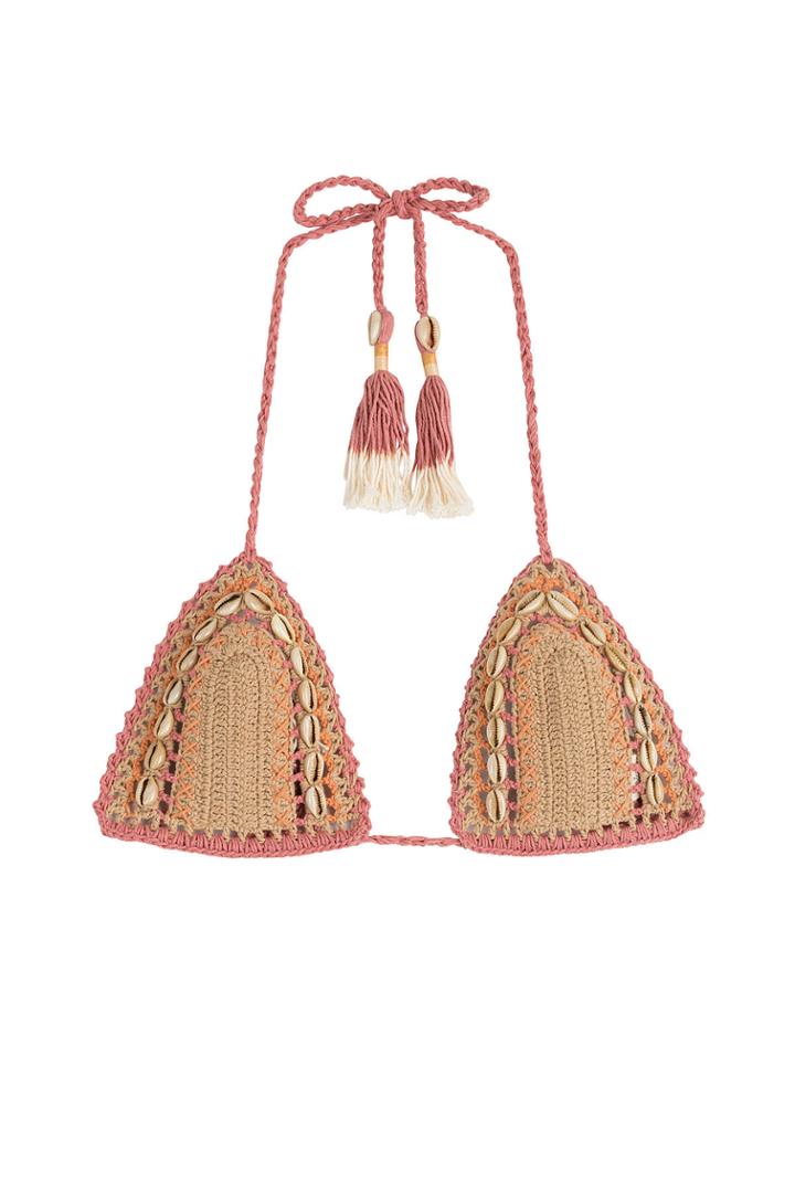 She Made Me She Made Me Crochet Knit Bikini Top - Multicolor