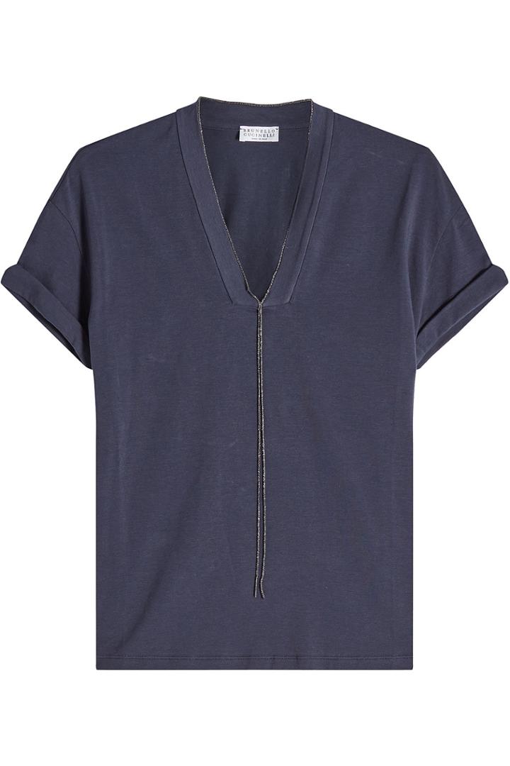 Brunello Cucinelli Brunello Cucinelli Embellished Cotton Blend T-shirt