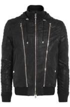 Balmain Leather Hooded Biker Jacket