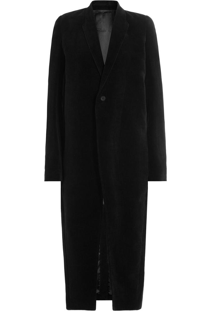 Rick Owens Rick Owens Velvet Coat With Cotton And Linen - Black