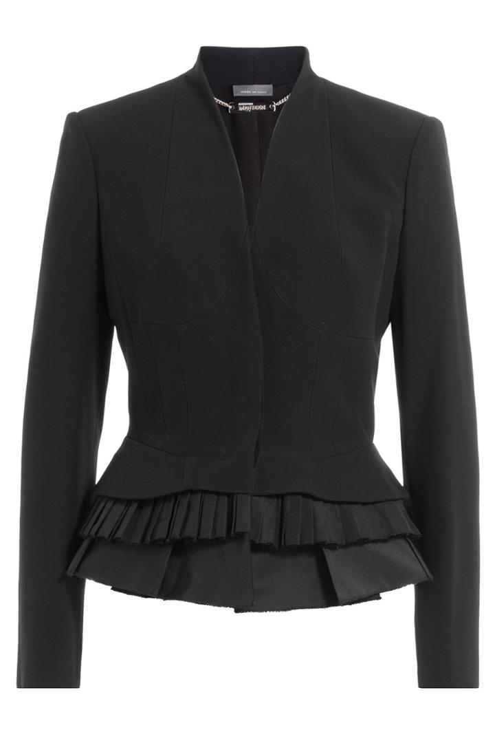 Alexander Mcqueen Alexander Mcqueen Blazer With Pleated Peplum Hem